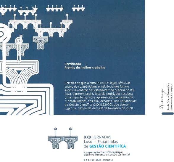Trabalho desenvolvido por investigadores do CETRAD recebe menção honrosa nas XXX Jornadas Luso-Espanholas de Gestão Científica